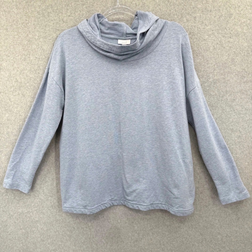 Pure Jill Hoodie Pullover Womens M‎ Blue Pima Cotton Tencel Modal Cowl Neck
